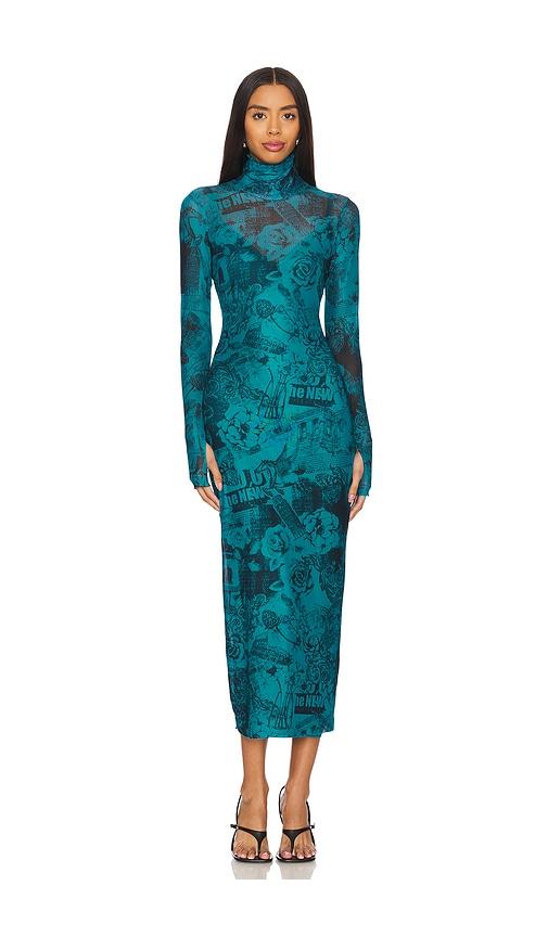 afrm shailene dress in teal.
