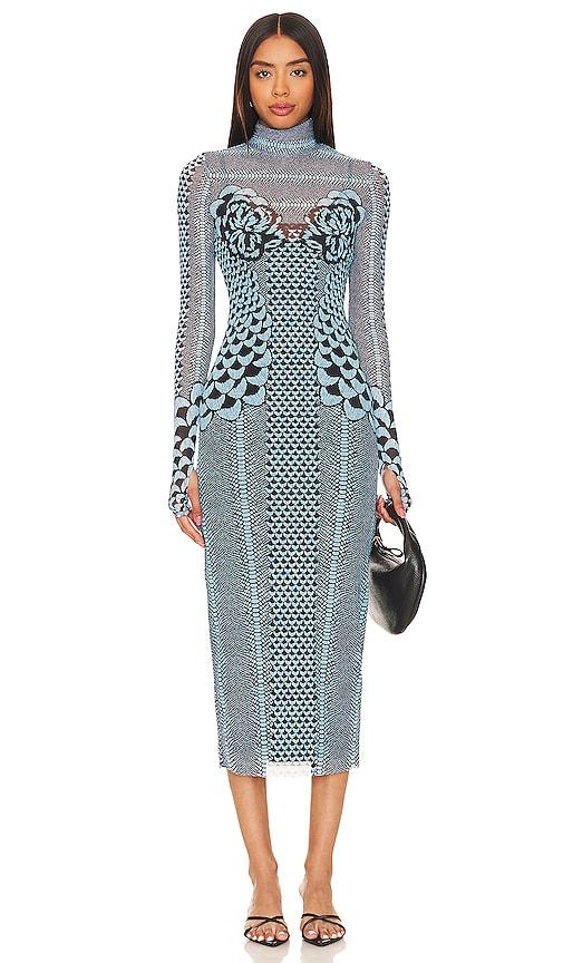 afrm shailene dress in teal.