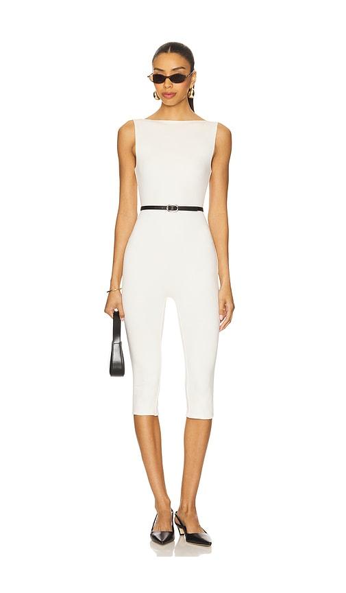 afrm tahlia jumpsuit in ivory.