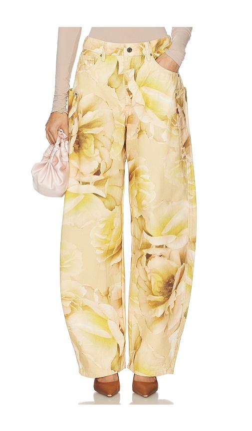 afrm the hr chippy barrel pant in beige.