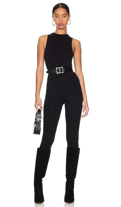 afrm x revolve kiki jumpsuit in black.