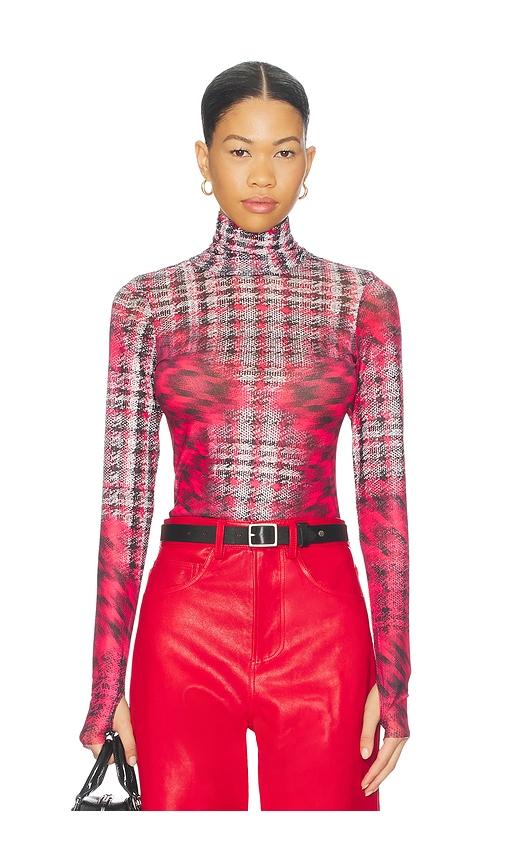 afrm zadie long sleeve top in red.