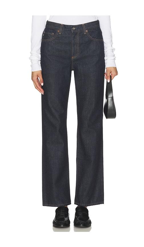 ag jeans brinley straight jeans in navy blue.