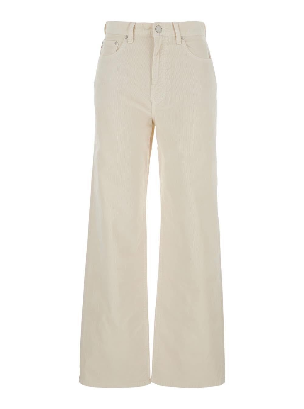 ag jeans kora white trousers with logo patch on the back in cotton woman