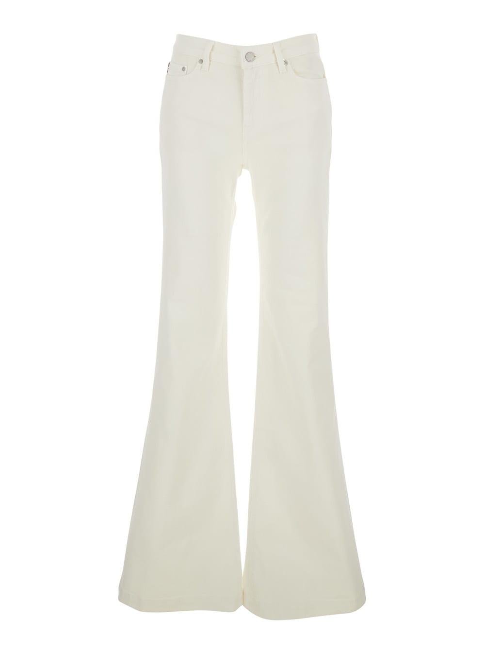 ag jeans tropea white flared jeans with logo patch on the back in denim for women