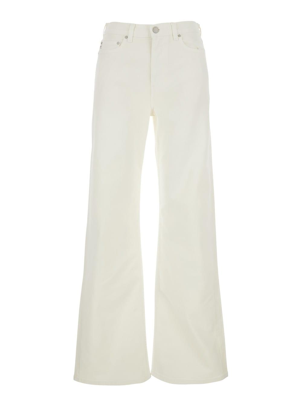 ag jeans white jeans with belt loops and logo patch on the back in denim for women