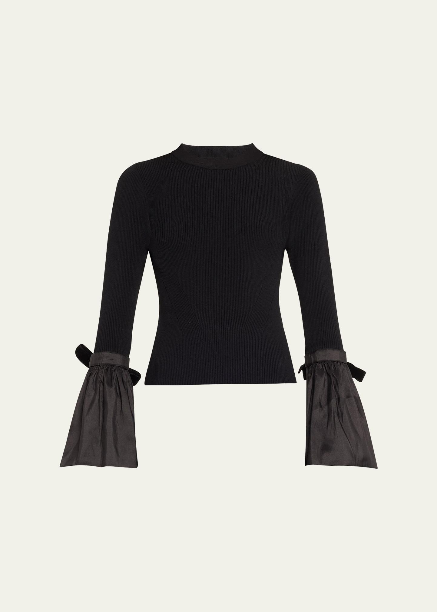 agata flared-sleeve fitted knit top