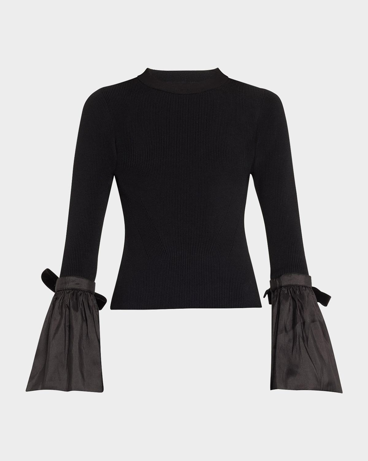 agata flared-sleeve fitted knit top