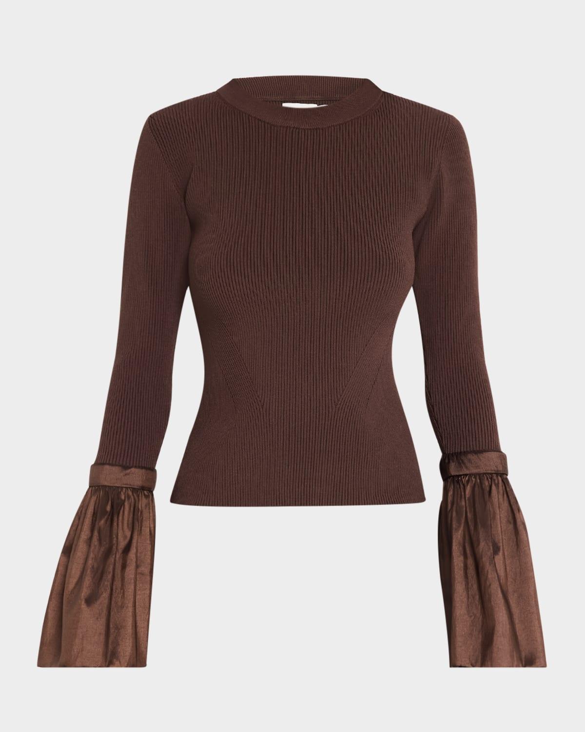 agata flared-sleeve fitted knit top