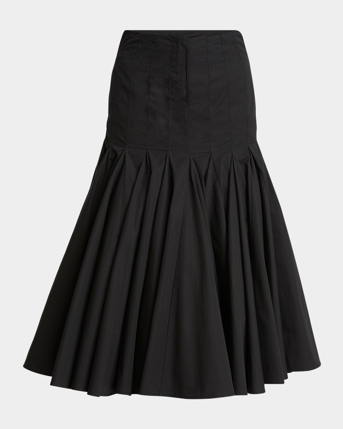 agave drop-waist pleated flare midi skirt