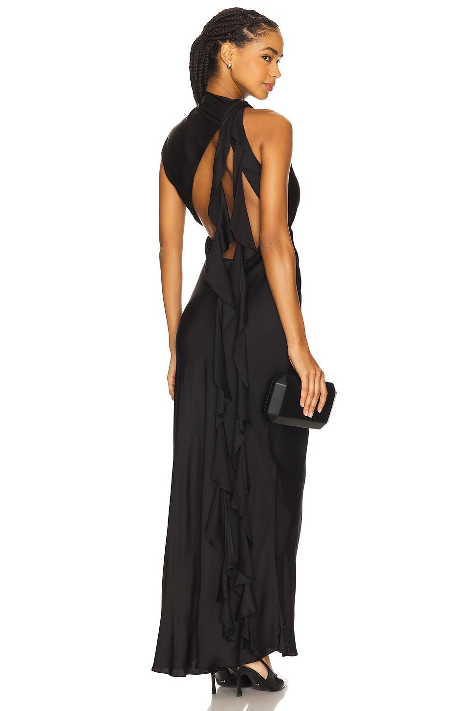 agnes draped ruffle maxi dress