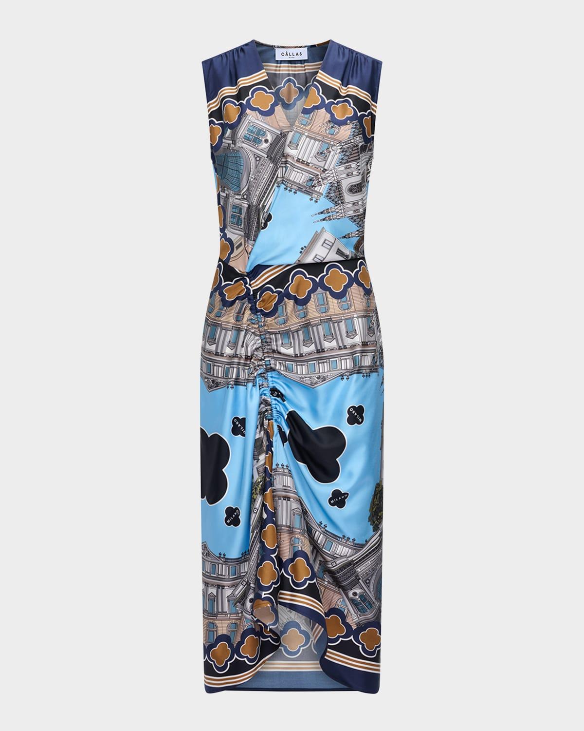 agnes milano-print silk wrap dress