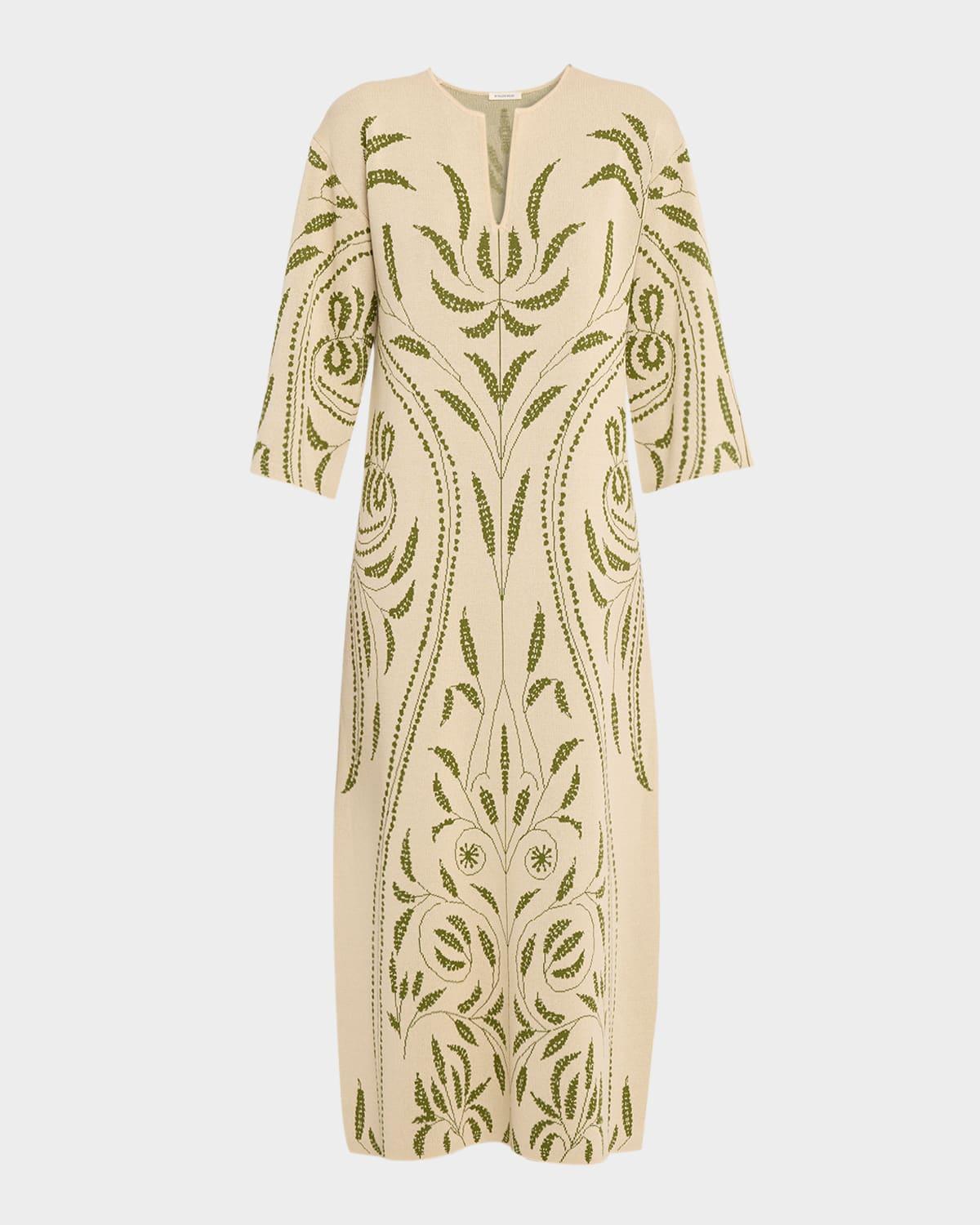 agneto botanical jacquard-knit maxi dress