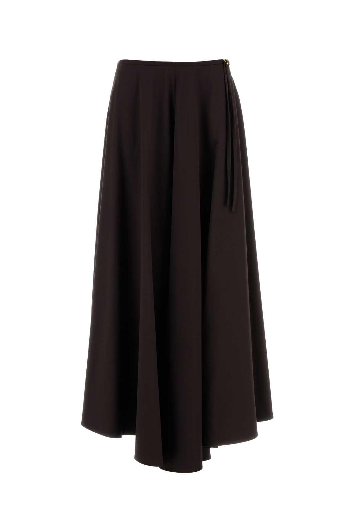 agnona brown stretch poplin skirt