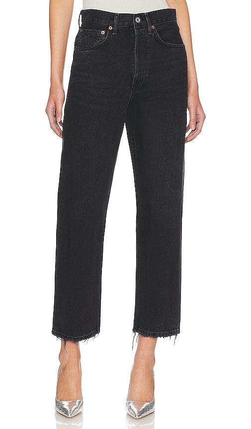 agolde 90's crop jeans in black.
