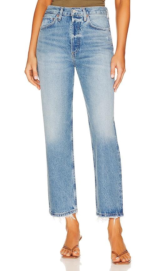 agolde 90's crop jeans in denim-medium.