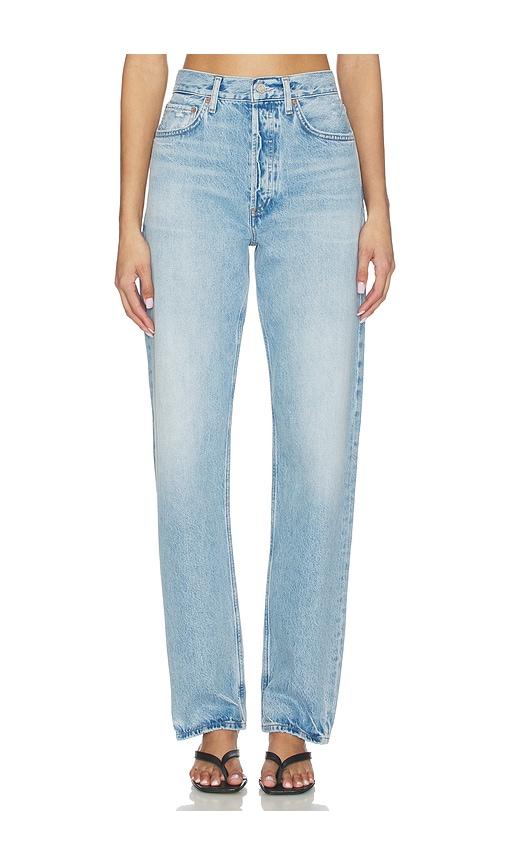 agolde 90's mid rise loose jeans in blue.
