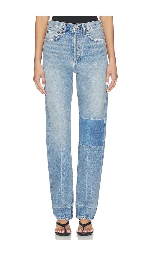 agolde 90's mid rise loose jeans in blue.