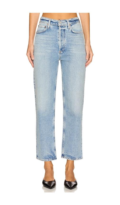 agolde 90's pinch waist crop jeans in denim-light.