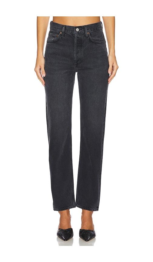 agolde 90's pinch waist high rise straight jeans in black.