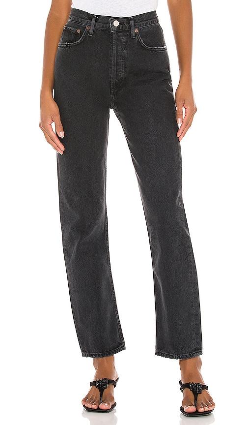 agolde 90's pinch waist jeans in black.