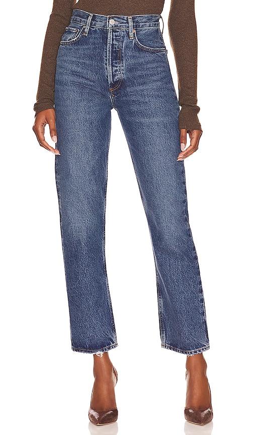 agolde 90's pinch waist jeans in denim-dark.