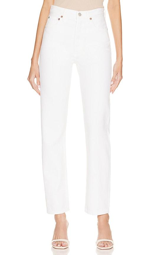 agolde 90's pinch waist jeans in white.