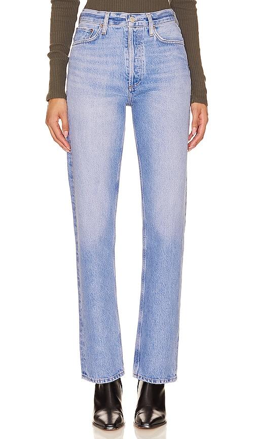 agolde 90's pinch waist straight jeans in denim-light.