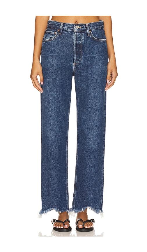 agolde 90s mid rise loose fit jeans in blue.