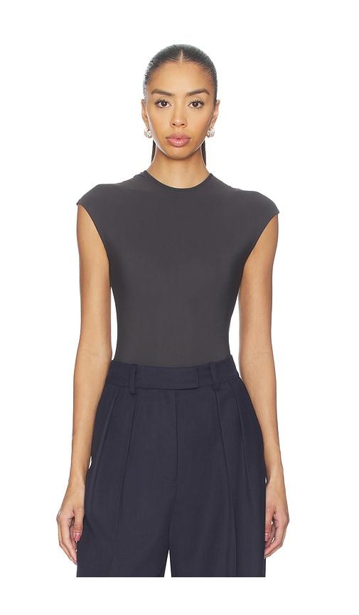 agolde agata bodysuit in dark grey.