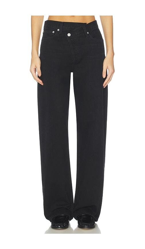 agolde arc criss cross jeans in black.