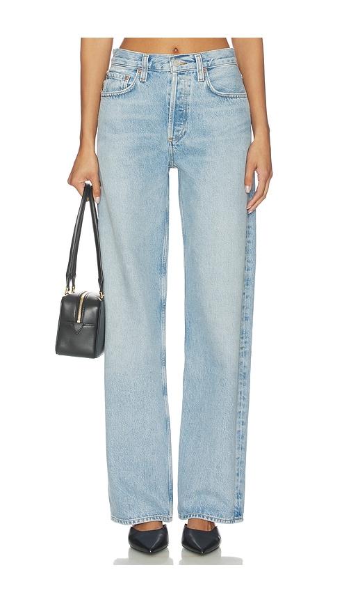 agolde arc jeans in blue.