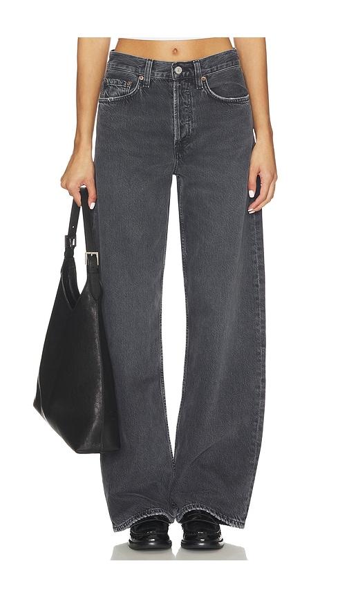 agolde arc loose wide jeans in charcoal.