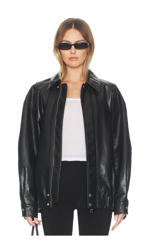 agolde aston bomber jacket in black.