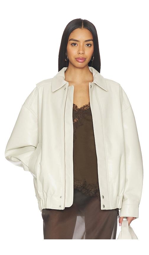 agolde aston bomber jacket in ivory.