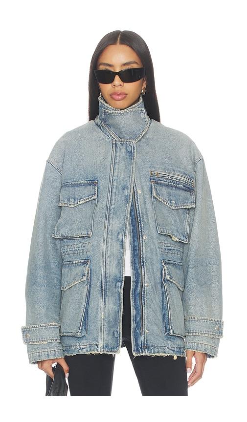 agolde aubrey jacket in blue.