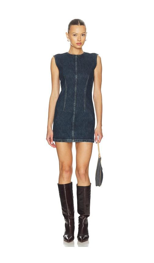 agolde barton dress in blue.