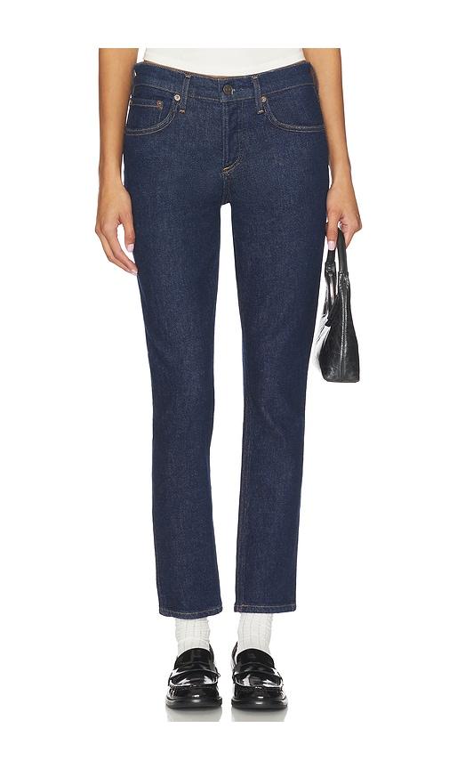agolde cocktail low rise ankle slim jeans in blue.
