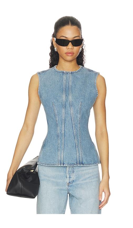agolde corbin shell top in blue.
