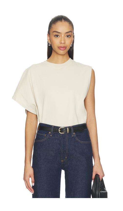agolde corrine tee shirt in tan.