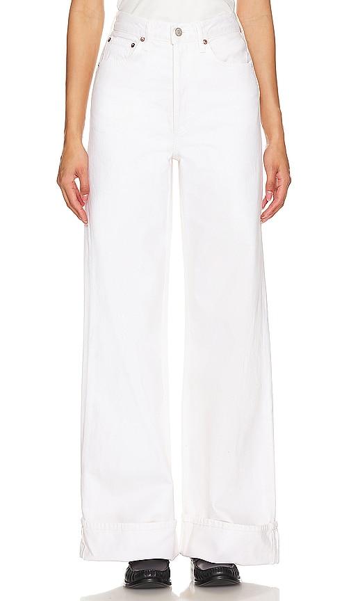agolde dame high rise wide leg jeans in white.