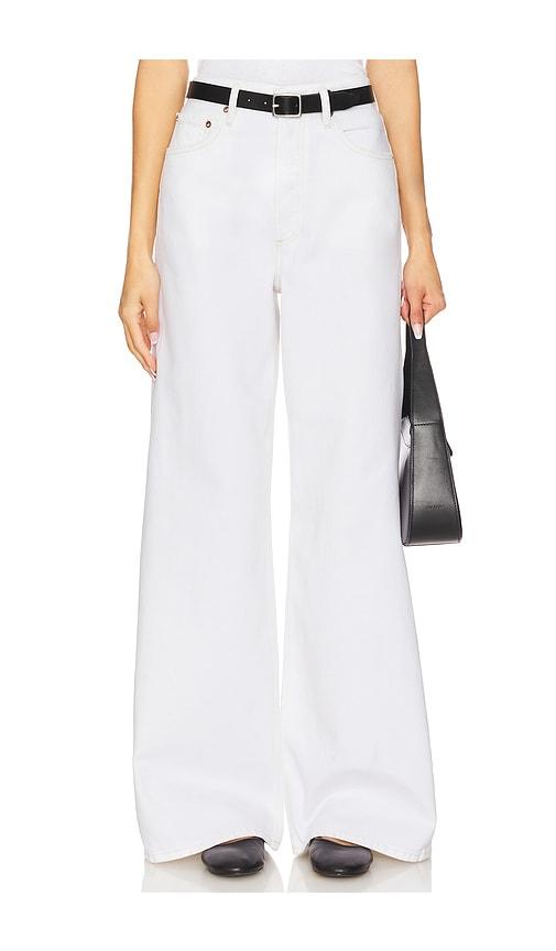 agolde dame high rise wide leg jeans in white.