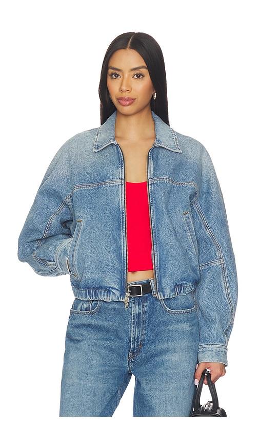 agolde dixon cocoon bomber jacket in blue.