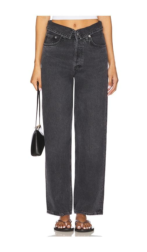agolde echo taper jeans in black.