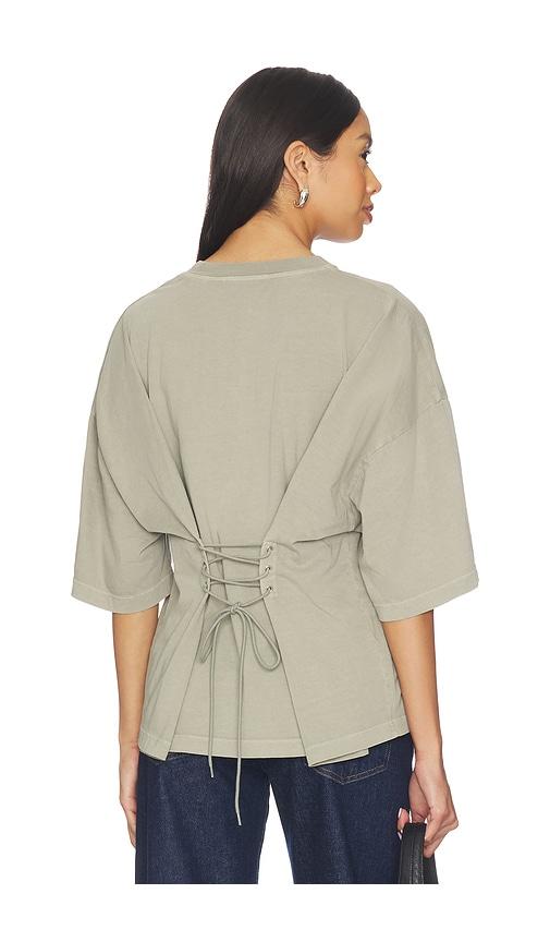 agolde ellery tee shirt in green, brown.