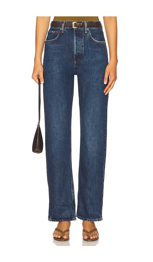 agolde fran wide leg jeans in blue.
