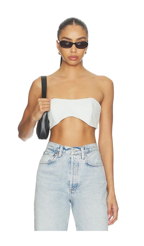 agolde gwynne tube top in blue.