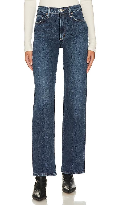 agolde harper mid rise relaxed straight jeans in denim-dark.
