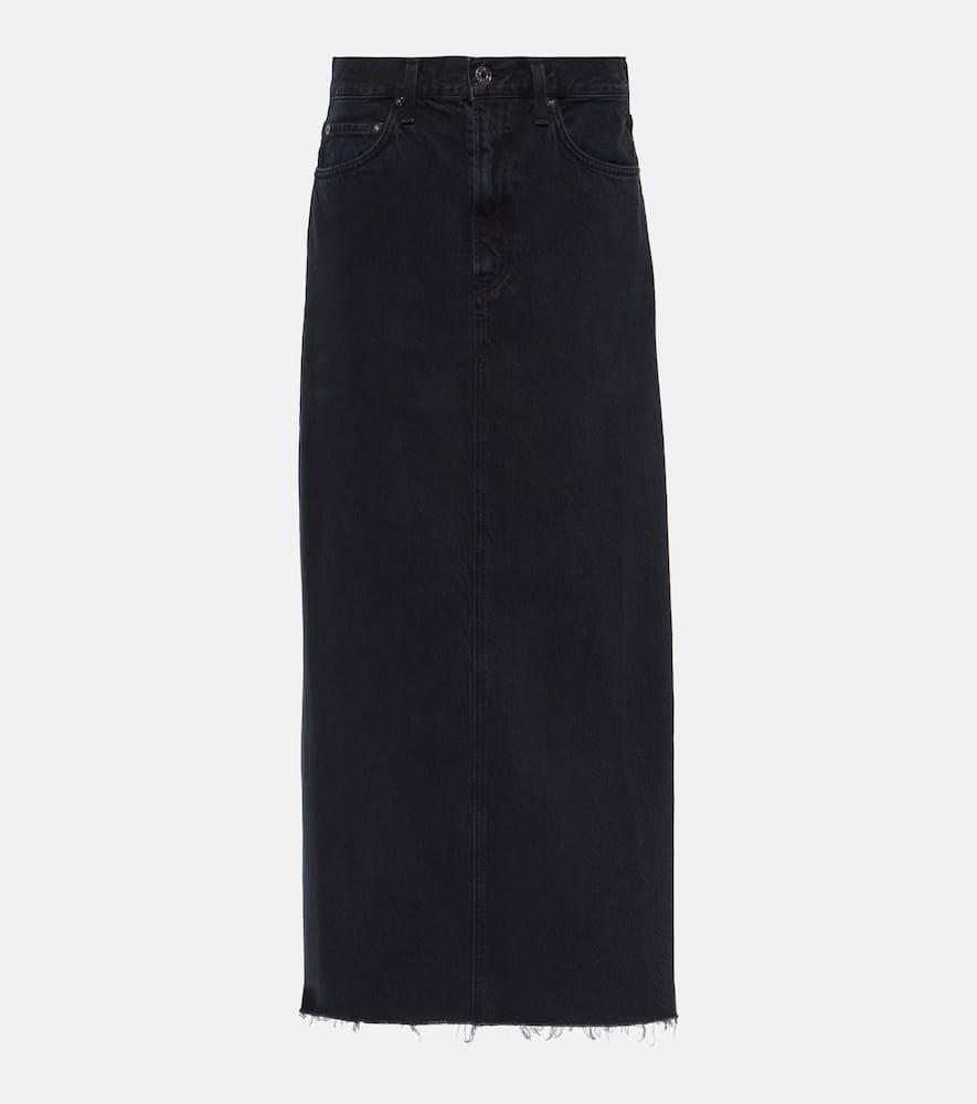 agolde hilla denim maxi skirt