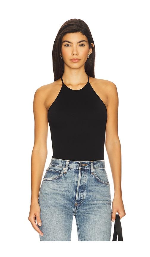 agolde inara bodysuit in black.